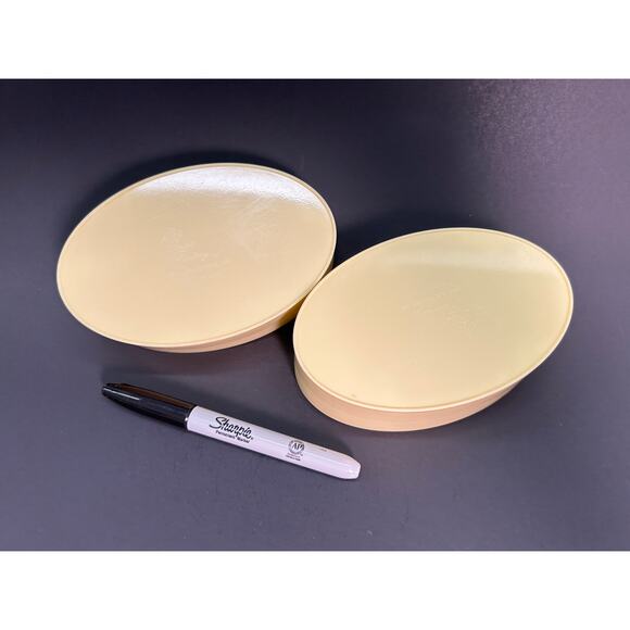 Oval Candy Gift Boxes VTG Plastic - Nostalgic MCM Graphics Set of 2, Made In USA - Picture 7 of 8